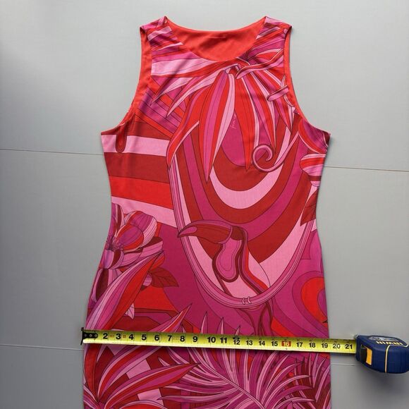 Farm Rio Women Large Endless Floral Tulle Midi Dress Pink Toucan Tropical Hawaii - Picture 13 of 16